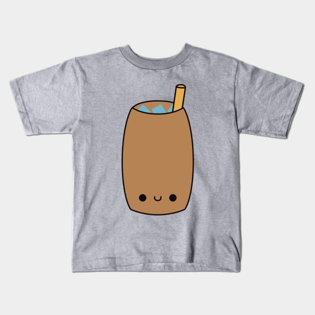 Cute Kawaii Iced Coffee Kids T-Shirt by KawaiiByDice